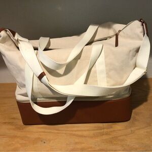 Universal Thread Cream Canvas Tote 24x16x16
